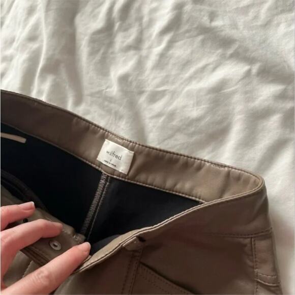 Aritzia Wilfred Rebel Taupe Faux Leather High Rise Pants - Picture 6 of 7